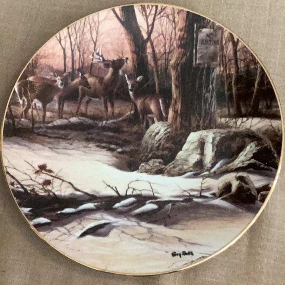Deer Forest Scene Decorative Plate
